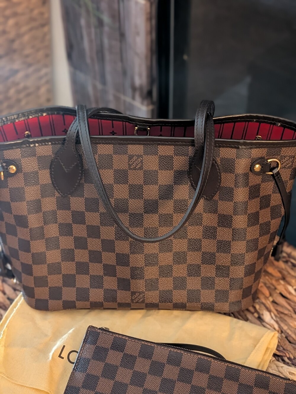 Authentic LV Bundle Neverfull PM Damier Ebene W Pouch - Picture 4 of 16